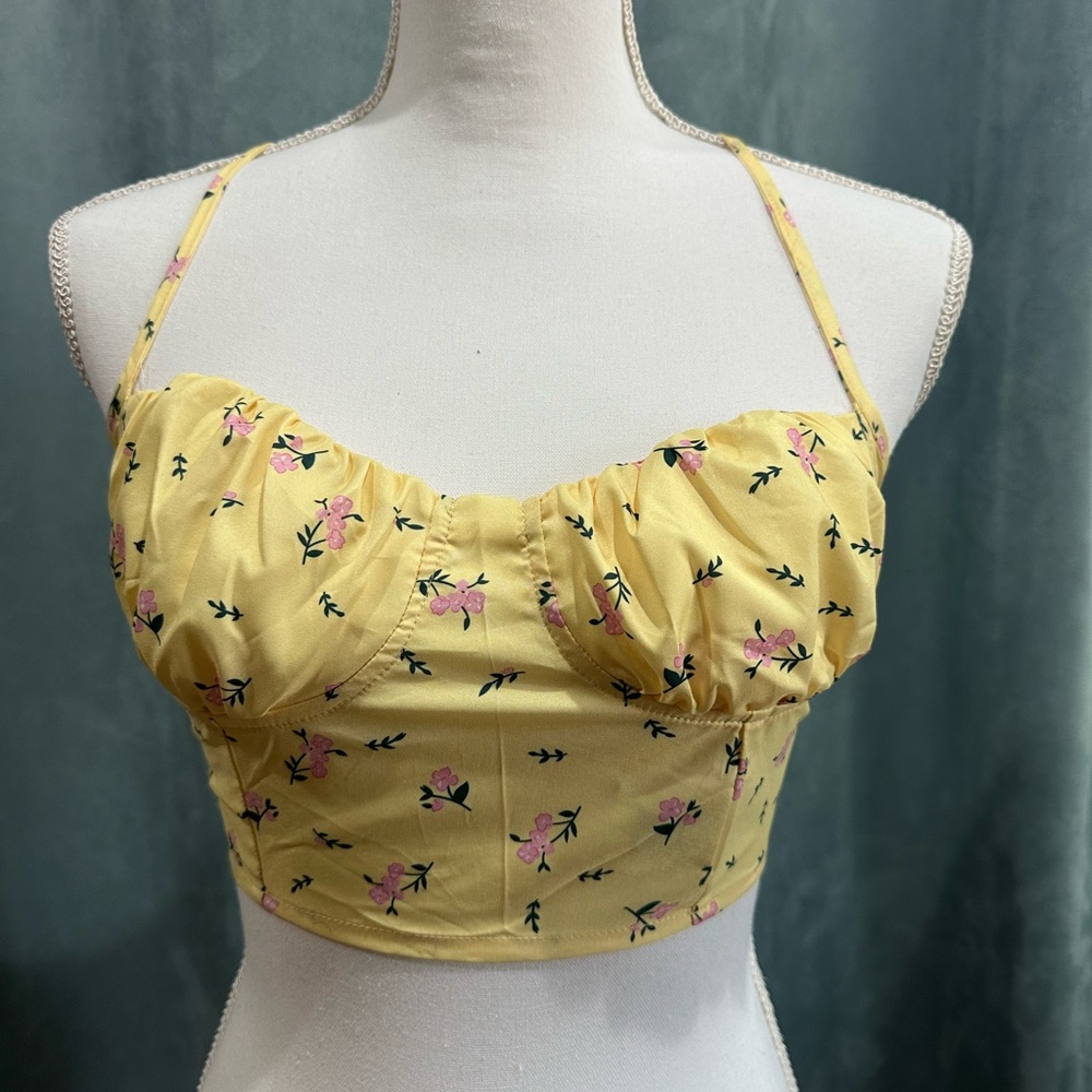 Floral Yellow Crop Top